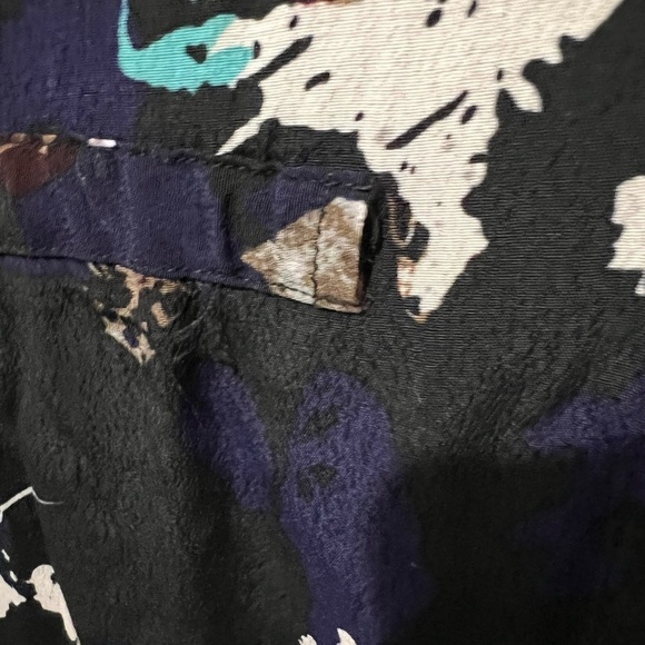 DEX size medium black floral button up dress cuff sleeve tabs - Picture 3 of 3